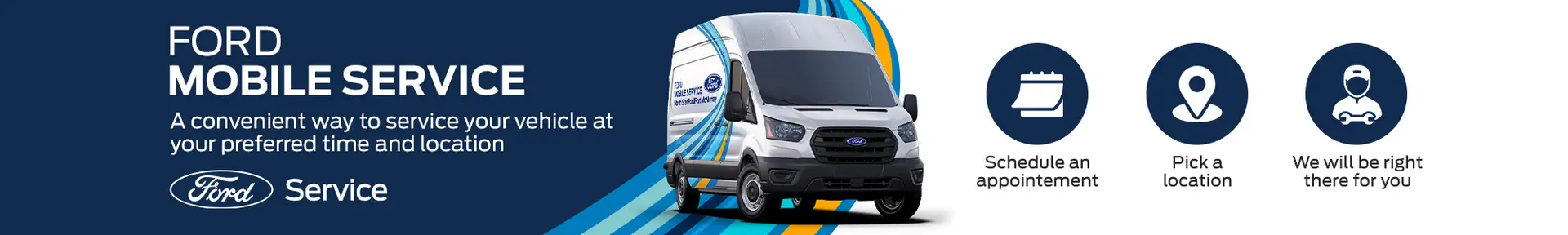 Ford Mobile Service van banner, convenient at-home vehicle service scheduling at Northstar Ford McMurray